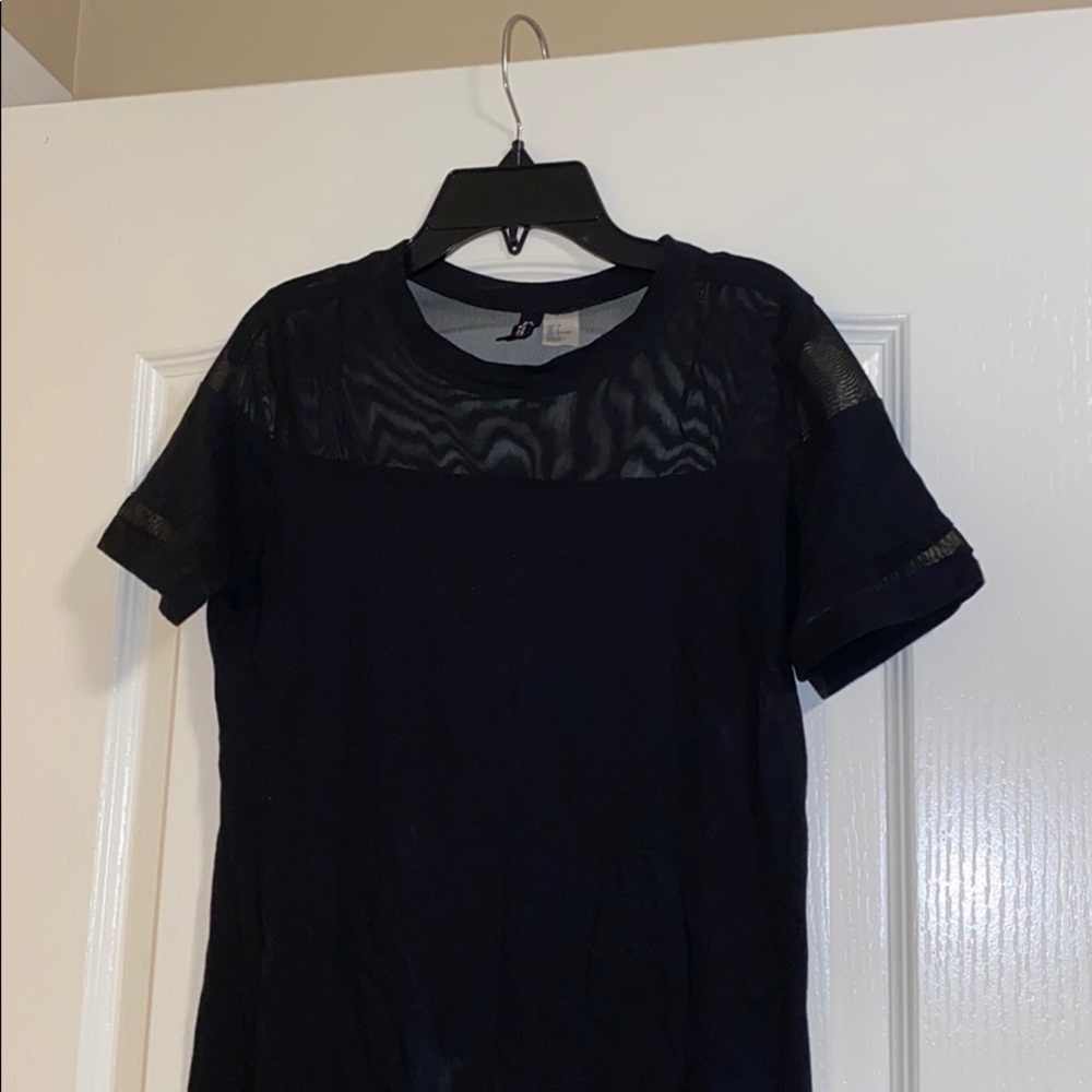 Sheer sleeve T-shirt dress